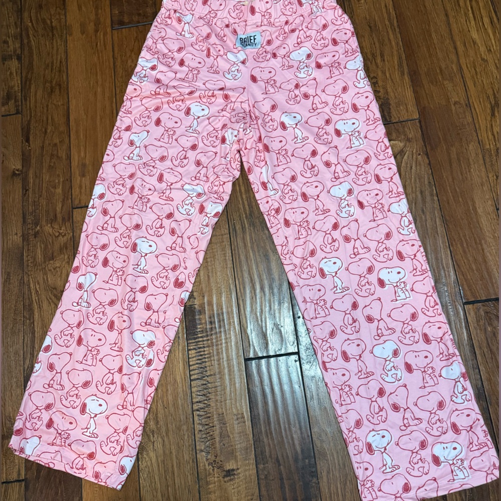 Women’s Size Large Snoopy Pink Pajama Lounge Pants by Brief Insanity NWT